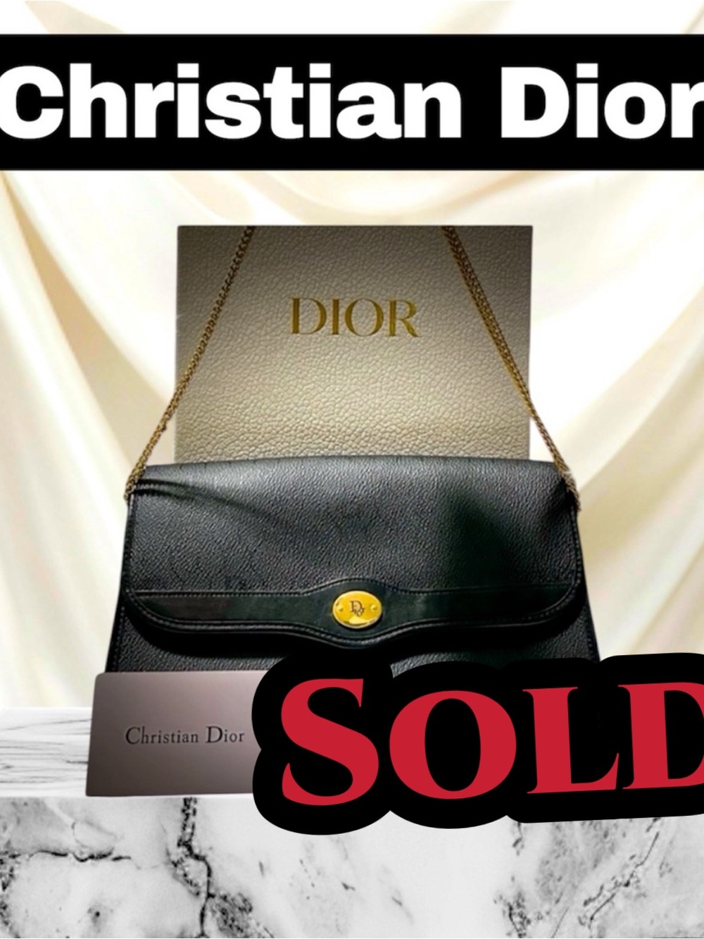 Authentic vintage Christian Dior Black Leather shoulder bag with Gold Accents - Picture 5 of 17